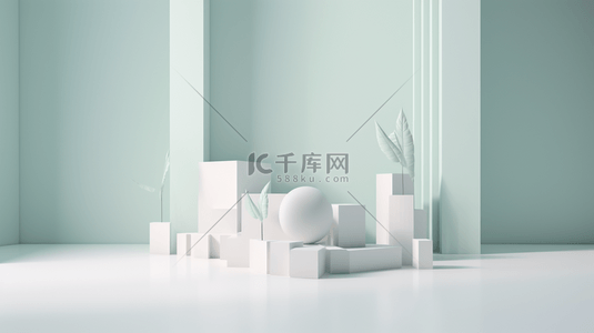 白色立体3d背景图片_白色3D立体电商展台