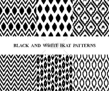 龙壁纸背景图片_六、 矢量的黑色和白色几何 ikat 亚洲传统织物无缝模式集