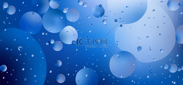 白色立体球背景图片_水珠气泡抽象风格蓝色背景