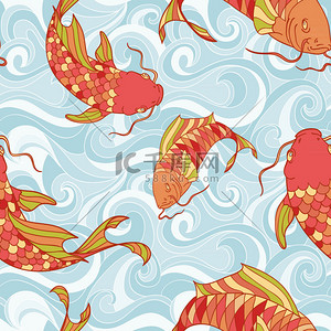 鱼儿游游背景图片_五彩的鱼儿在海中波浪式无缝模式