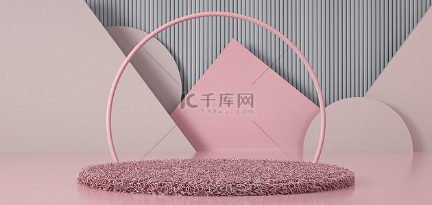 几何底座展台c4d背景图片_电商展台立体几何莫兰迪