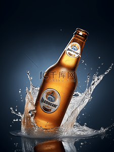 啤酒清凉背景图片_啤酒广告展示夏季清凉水花