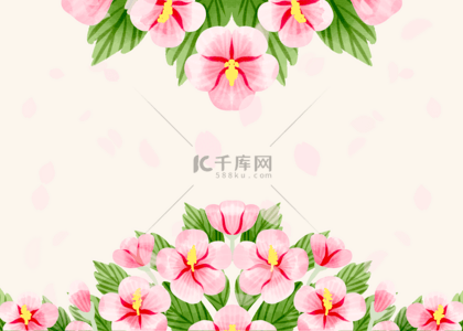 婚礼花瓣背景背景图片_韩国淡雅艺术木槿花背景