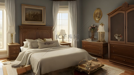 宫廷背景图片_欧式房间卧室宫廷风优雅室内设计