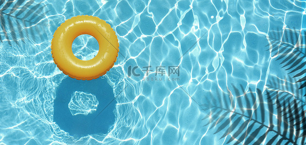 夏天游泳池救生圈蓝色摄影合成背景