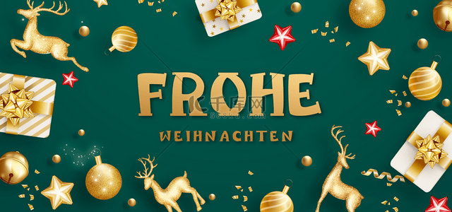 德国圣诞节金色圆球麋鹿背景