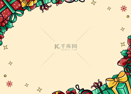 圣诞节手绘礼物盒背景图片_彩色礼物盒圣诞背景