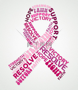 乳房癌认识粉红丝带文字拼贴
