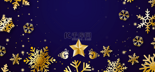 圣诞节金色星星和雪花质感背景