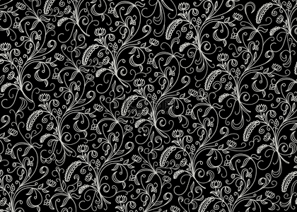黑白线条花朵背景图片_花纹图案抽象黑白背景