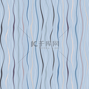 波浪线装饰线背景图片_蓝色竖波浪纹和线。复古无缝模式