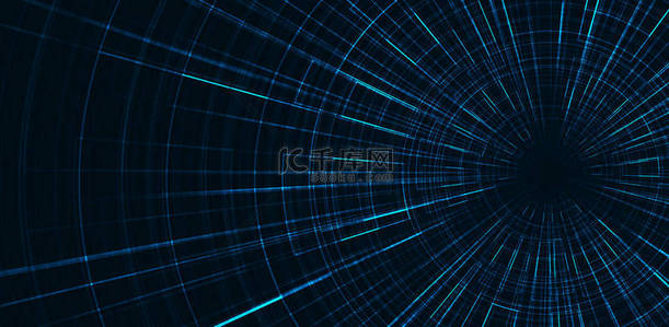 蓝色背景上的超空间速度扭曲和膨胀概念,矢量图.