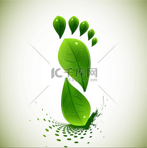 抽象详细绿色生活脚打印概念向量