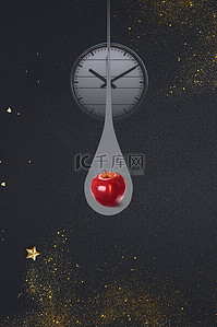 平安夜创意海报背景图片_平安夜背景苹果钟表