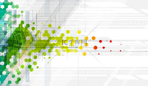 信息技术背景图片_抽象的颜色六角形背景信息技术横幅