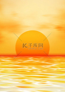 海大气背景背景图片_海洋日落黄色背景