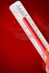 红色高温背景图片_高温预警温度计红色创意简洁背景