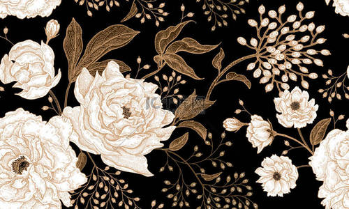 spring背景图片_Floral vintage seamless pattern.