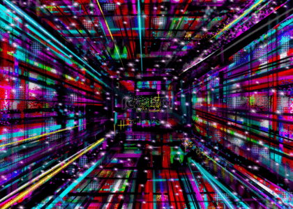网格城市抽象彩色光效背景