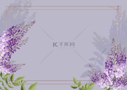 清新植物花卉背景图片_紫藤花花卉水彩植物背景