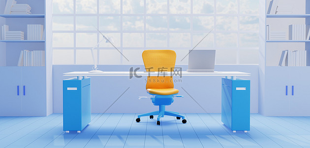 电脑椅子背景图片_商务办公室卡通C4D