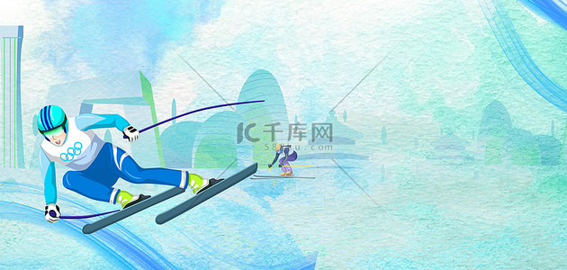 滑雪背景图片_北京冬季运动会滑雪