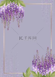 清新紫色花背景图片_紫藤花绿叶植物花卉背景