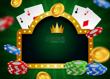 棋牌室指示牌背景图片_复古招牌casino筹码金币背景