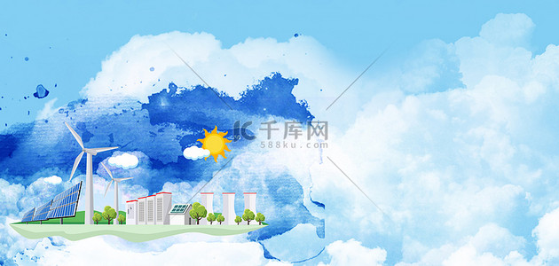 大气云层背景图片_电力太阳能等新能源太阳能简约大气