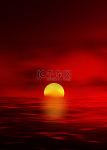 黄色灯光背景背景图片_海洋日落晚边水面