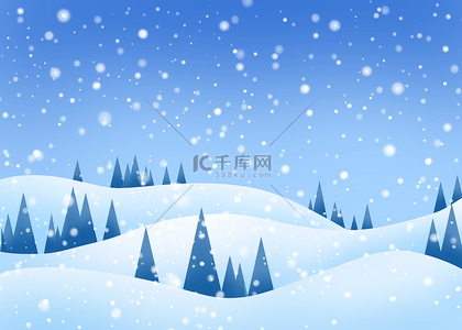 蓝色树林背景图片_雪景下雪雪山冬天背景