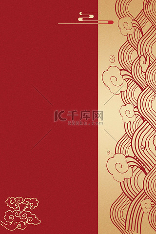 中式婚礼背景图片_中式元素红金大气质感背景