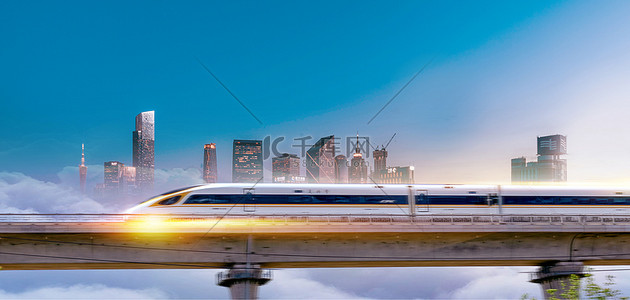 城市铁路背景图片_春运高铁城市科技