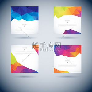 set背景图片_Set of Abstract 3D geometric colorful background
