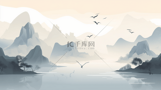 磅礴大气中国风水墨画背景