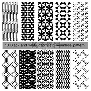 黑色和白色几何无缝模式的集合.