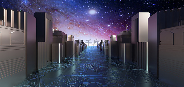 城市空间背景背景图片_科技城市未来城市星空背景