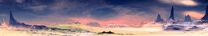 3d星球背景图片_幻想的外星星球山。3D插图