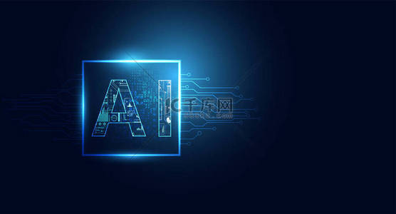 数据计算背景图片_深蓝色背景下人工智能和未来派数字的Ai计算概念工作数据的抽象技术.