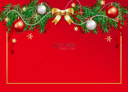 祥云松树背景图片_圣诞节大蝴蝶结红色背景