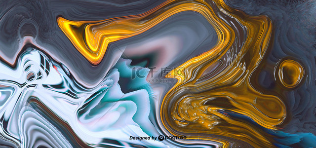 冰纹理背景图片_金色流体抽象背景