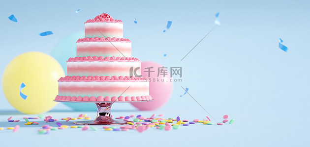 生日几何背景图片_生日蛋糕c4d