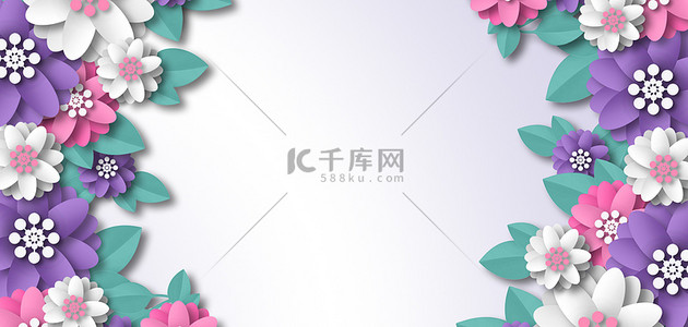 母亲节花卉白色简约促销banner