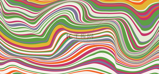 波浪曲线抽象风格彩虹色背景