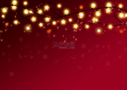 应季食材背景图片_圣诞节灯串背景红