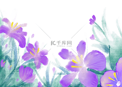 花卉紫色水彩背景