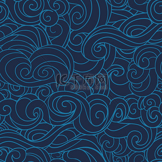 暗蓝色挥舞着卷发海事、 海模式、 海洋.