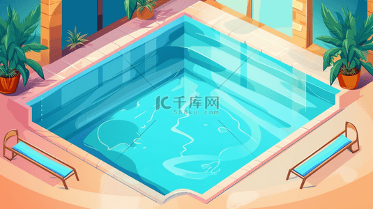夏天度假游泳池背景插图