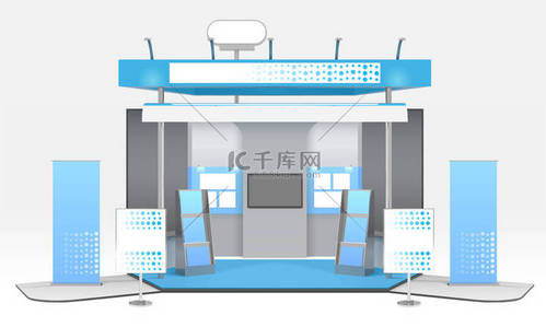 展位美陈背景图片_写实风格广告展览展位组成