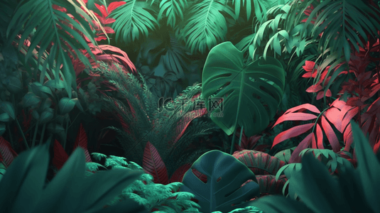 热带植物热带背景图片_绿色热带植物叶子背景